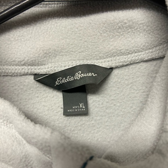Eddie Bauer Pullover Cloud Fleece Quarter Zip Men's XLarge Grey/Green NWOT - Picture 2 of 4